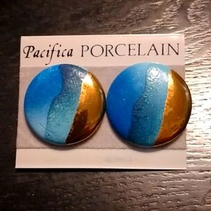 Ocean inspired circle stud earrings